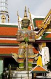 In Buddhist mythology, the Yakṣa (Yaksha or Yak) are the attendants of Vaiśravaṇa, the Guardian of the Northern Quarter, a beneficent god who protects the righteous. The term also refers to the Twelve Heavenly Generals who guard Bhaiṣajyaguru, the Medicine Buddha.<br/><br/>

Wat Phra Kaew (Temple of the Emerald Buddha); full official name Wat Phra Si Rattana Satsadaram is regarded as the most sacred Buddhist temple in Thailand. It is located within the precincts of the Grand Palace.<br/><br/>

The Grand Palace served as the official residence of the Kings of Thailand from the 18th century onwards. Construction of the Palace began in 1782, during the reign of King Rama I, when he moved the capital across the river from Thonburi to Bangkok.