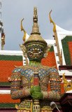 In Buddhist mythology, the Yakṣa (Yaksha or Yak) are the attendants of Vaiśravaṇa, the Guardian of the Northern Quarter, a beneficent god who protects the righteous. The term also refers to the Twelve Heavenly Generals who guard Bhaiṣajyaguru, the Medicine Buddha.<br/><br/>

Wat Phra Kaew (Temple of the Emerald Buddha); full official name Wat Phra Si Rattana Satsadaram is regarded as the most sacred Buddhist temple in Thailand. It is located within the precincts of the Grand Palace.<br/><br/>

The Grand Palace served as the official residence of the Kings of Thailand from the 18th century onwards. Construction of the Palace began in 1782, during the reign of King Rama I, when he moved the capital across the river from Thonburi to Bangkok.